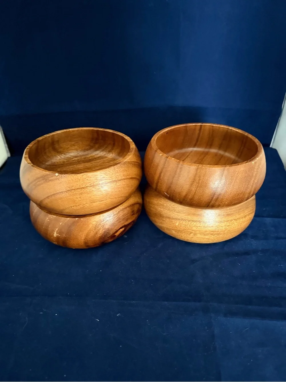Handcrafted Brown Wood Stacking Bowls